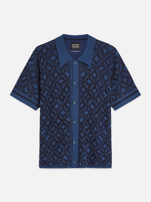 Jacquard Knitted Short-Sleeved Shirt