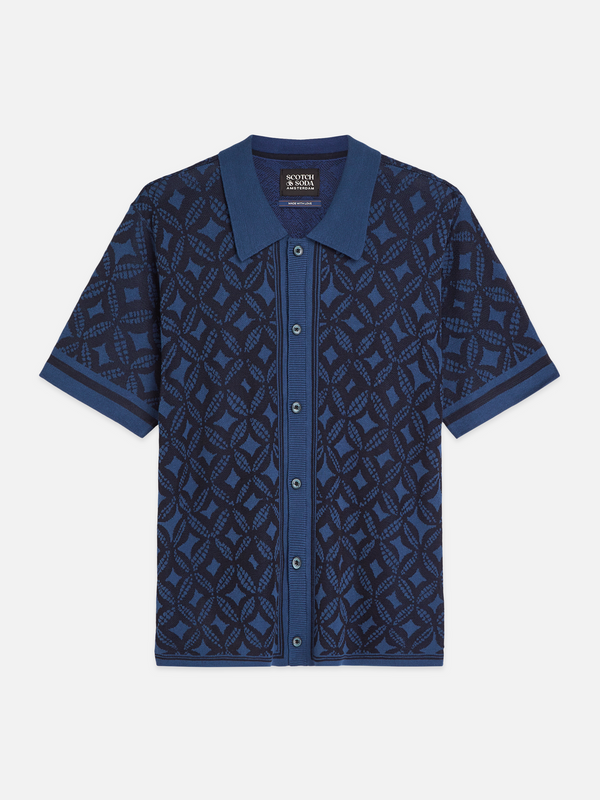Jacquard Knitted Short-Sleeved Shirt