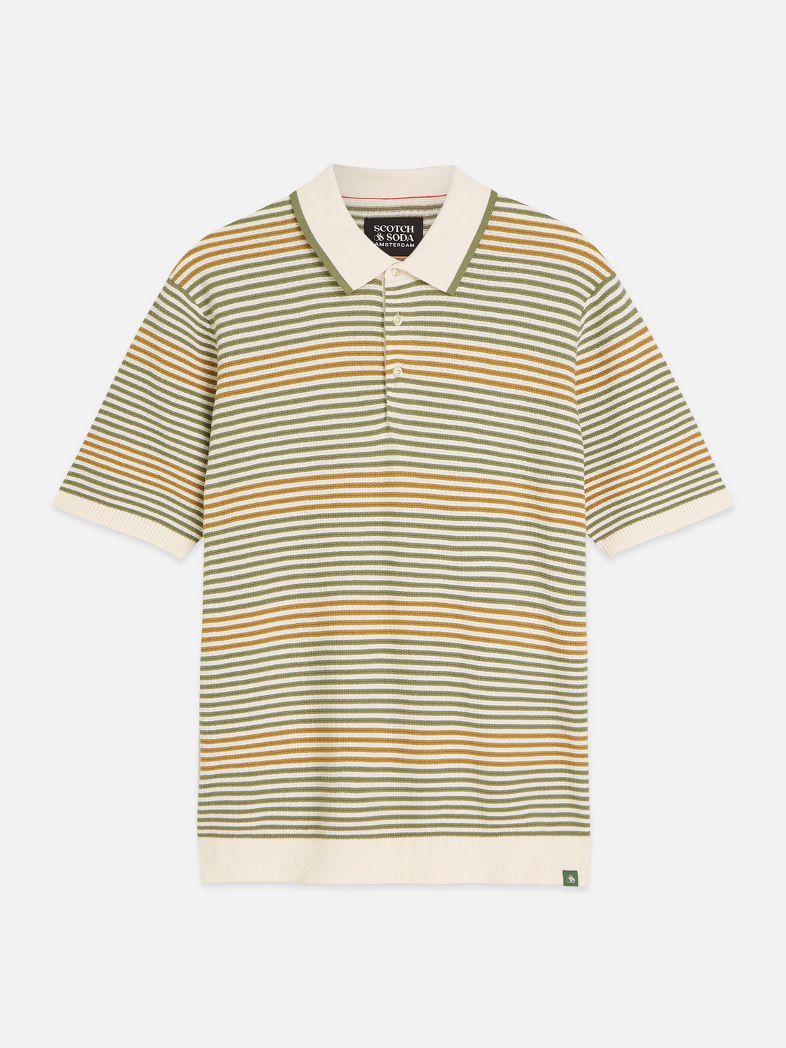 Striped Structured Knitted Regular-Fit Polo