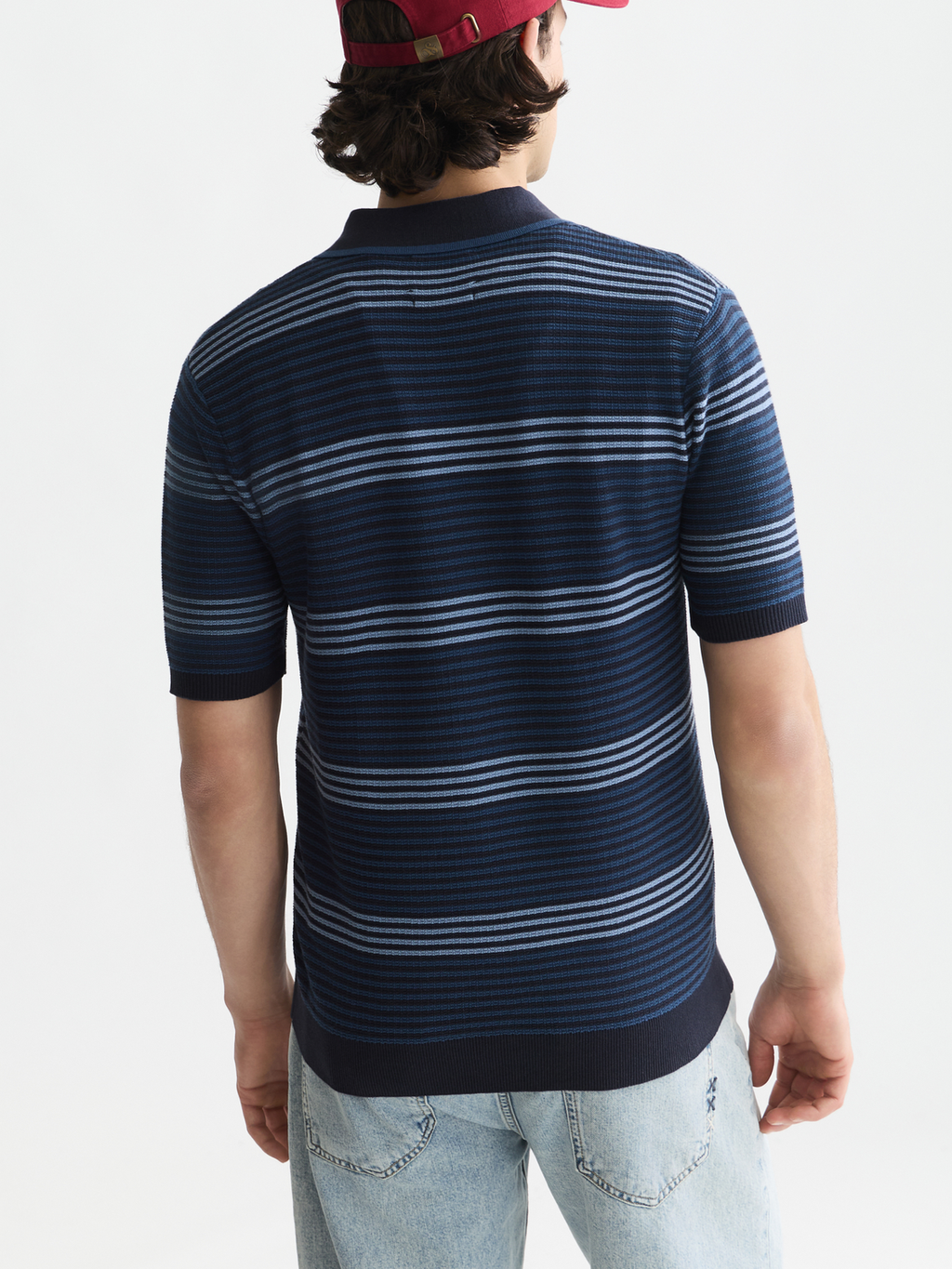Striped Structured Knitted Regular-Fit Polo