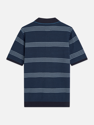 Striped Structured Knitted Regular-Fit Polo