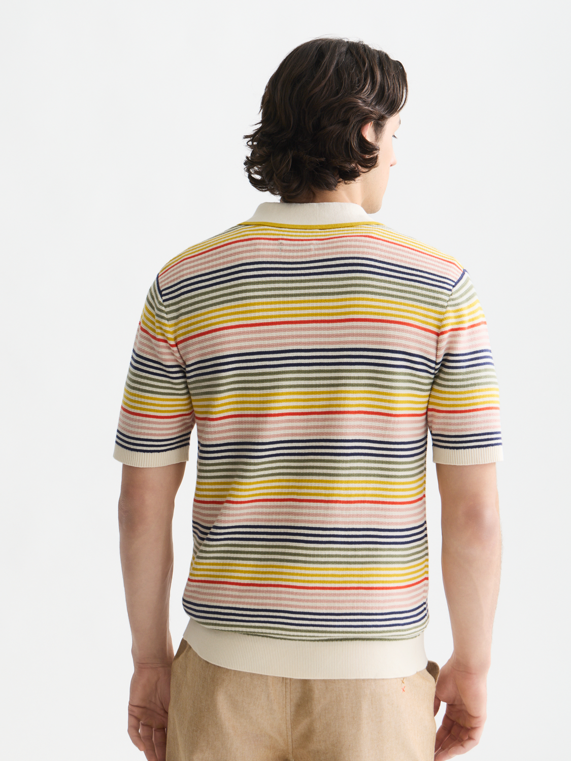 Striped Structured Knitted Regular-Fit Polo