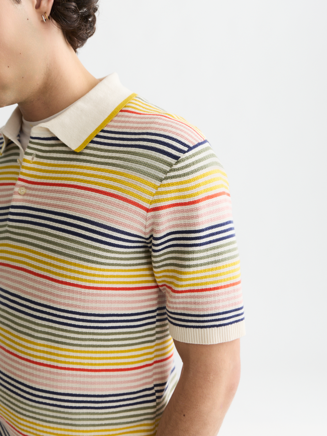 Striped Structured Knitted Regular-Fit Polo