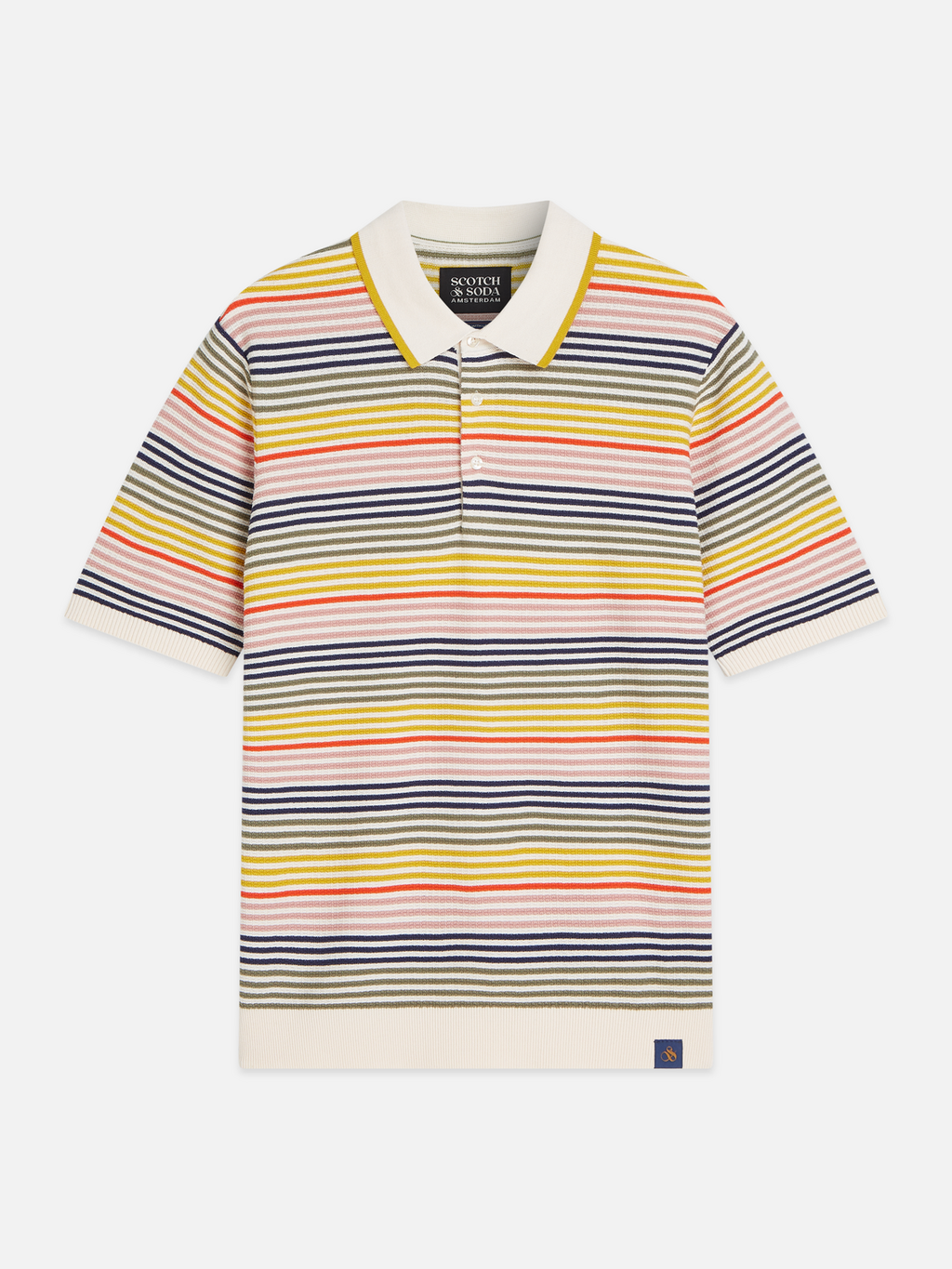 Striped Structured Knitted Regular-Fit Polo
