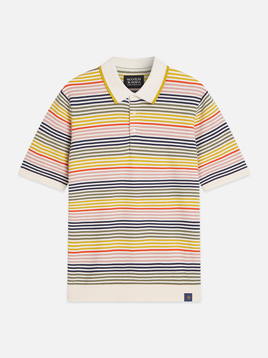 Striped Structured Knitted Regular-Fit Polo