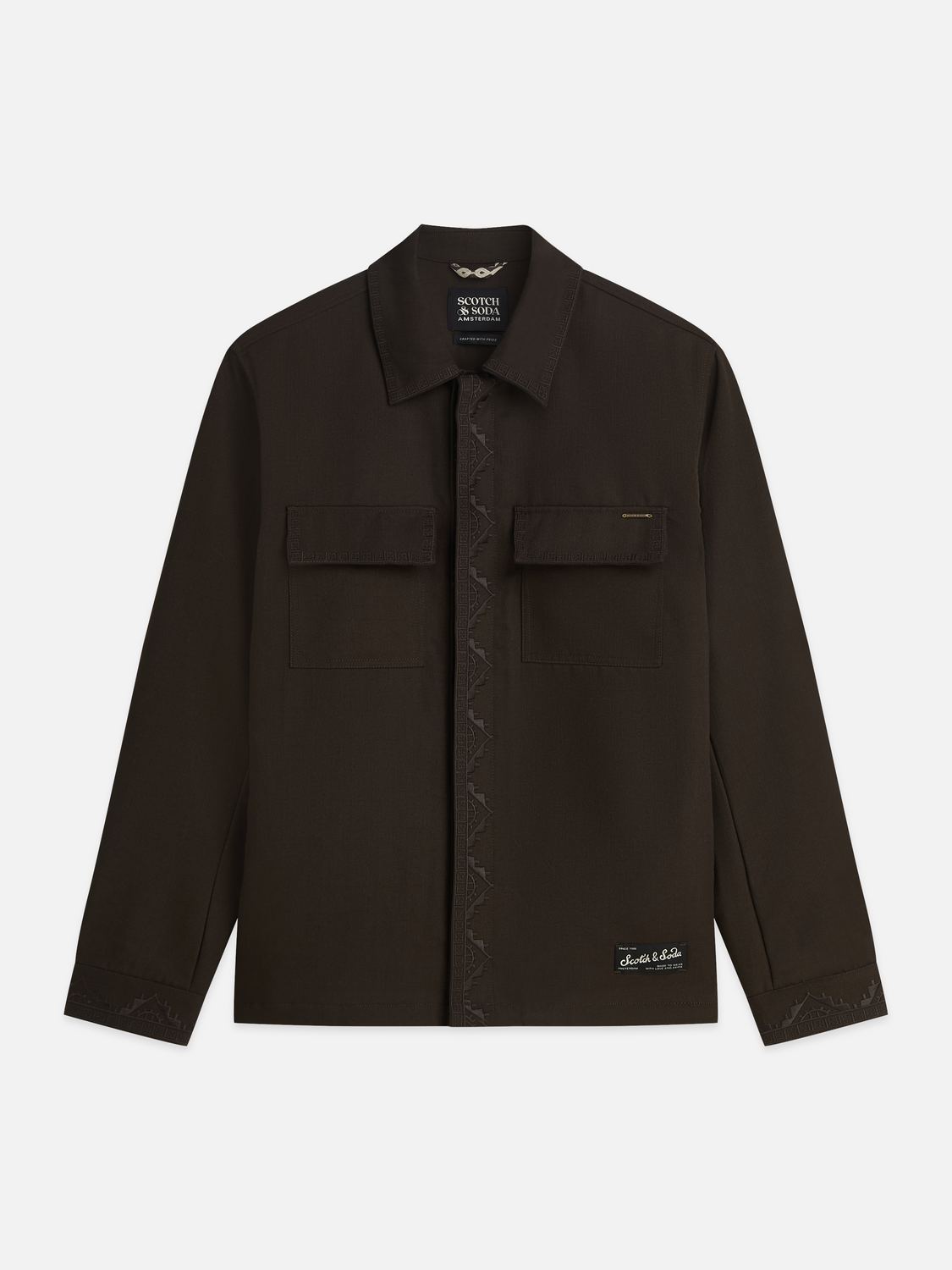 Embroidered Tailored Wool-Blend Overshirt
