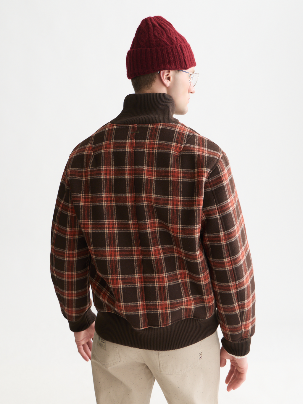 Rib Collar Plaid Jacket