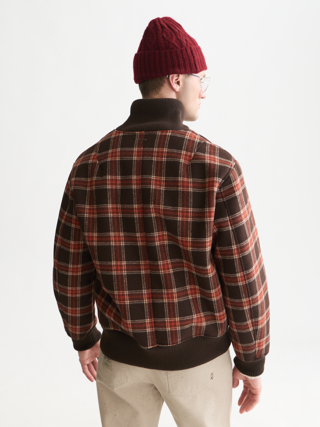 Rib Collar Plaid Jacket