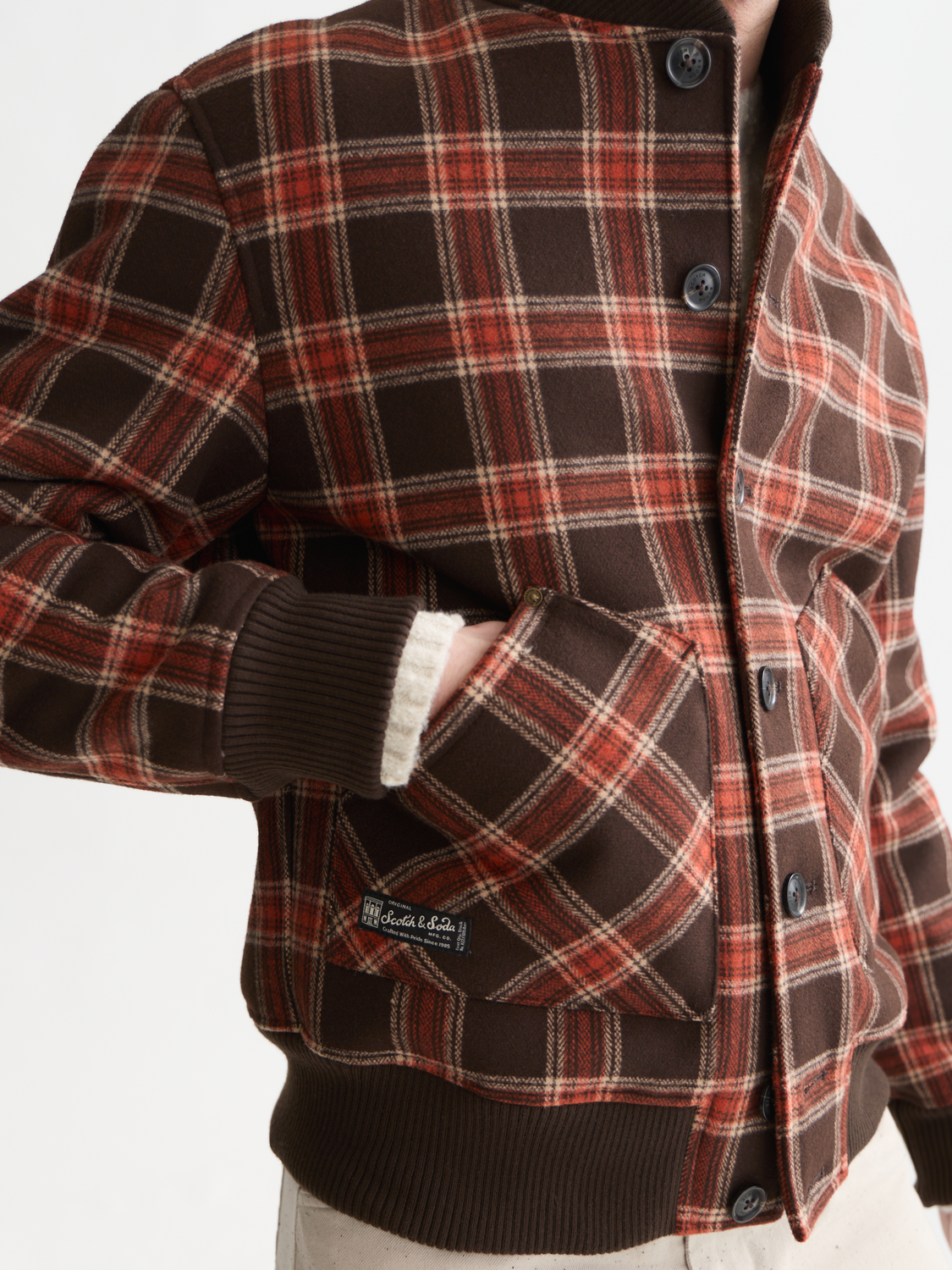 Rib Collar Plaid Jacket