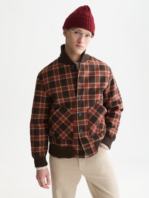 Rib Collar Plaid Jacket