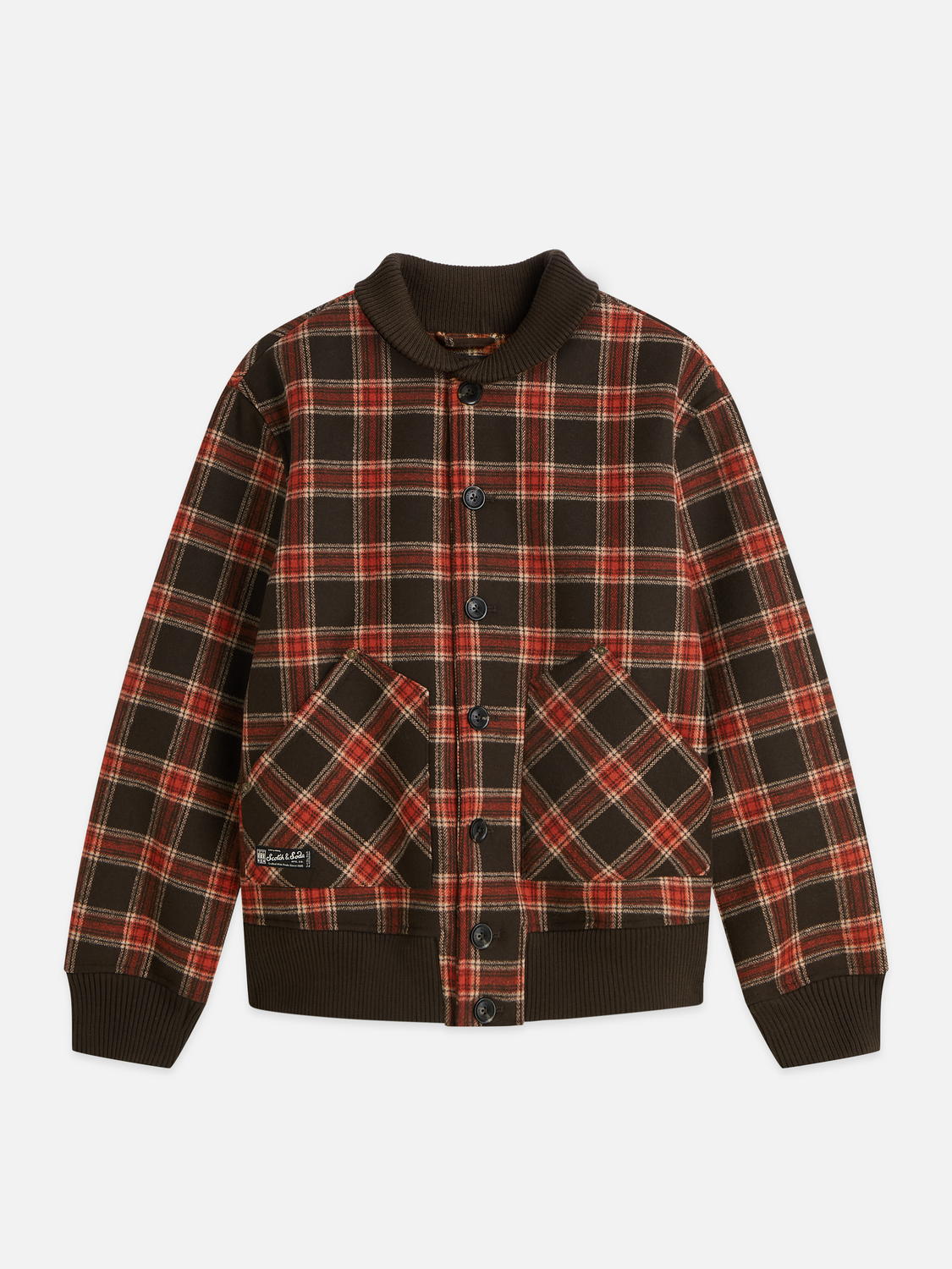 Rib Collar Plaid Jacket