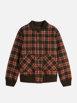 Rib Collar Plaid Jacket