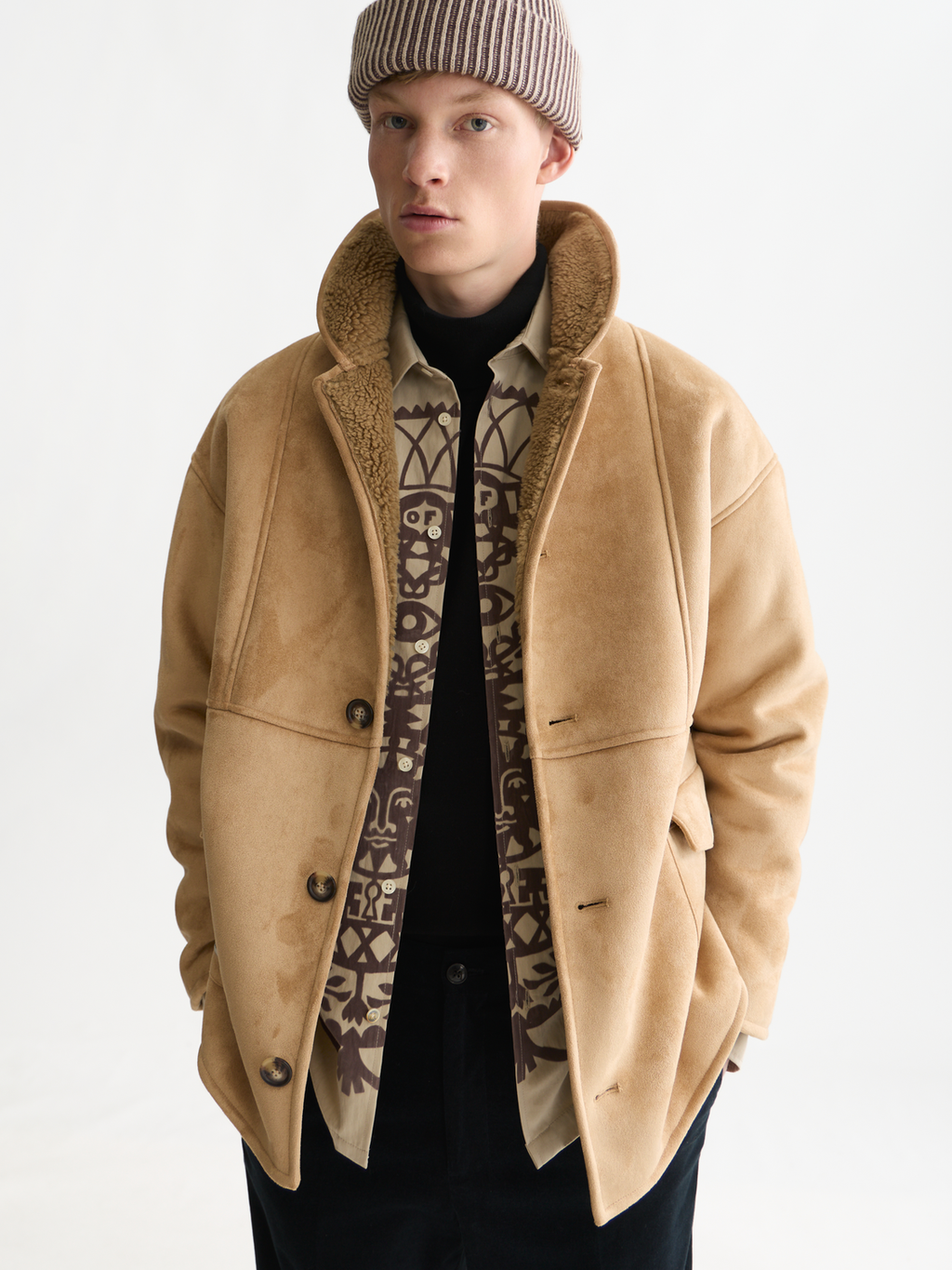 Faux Suede Shearling Jacket
