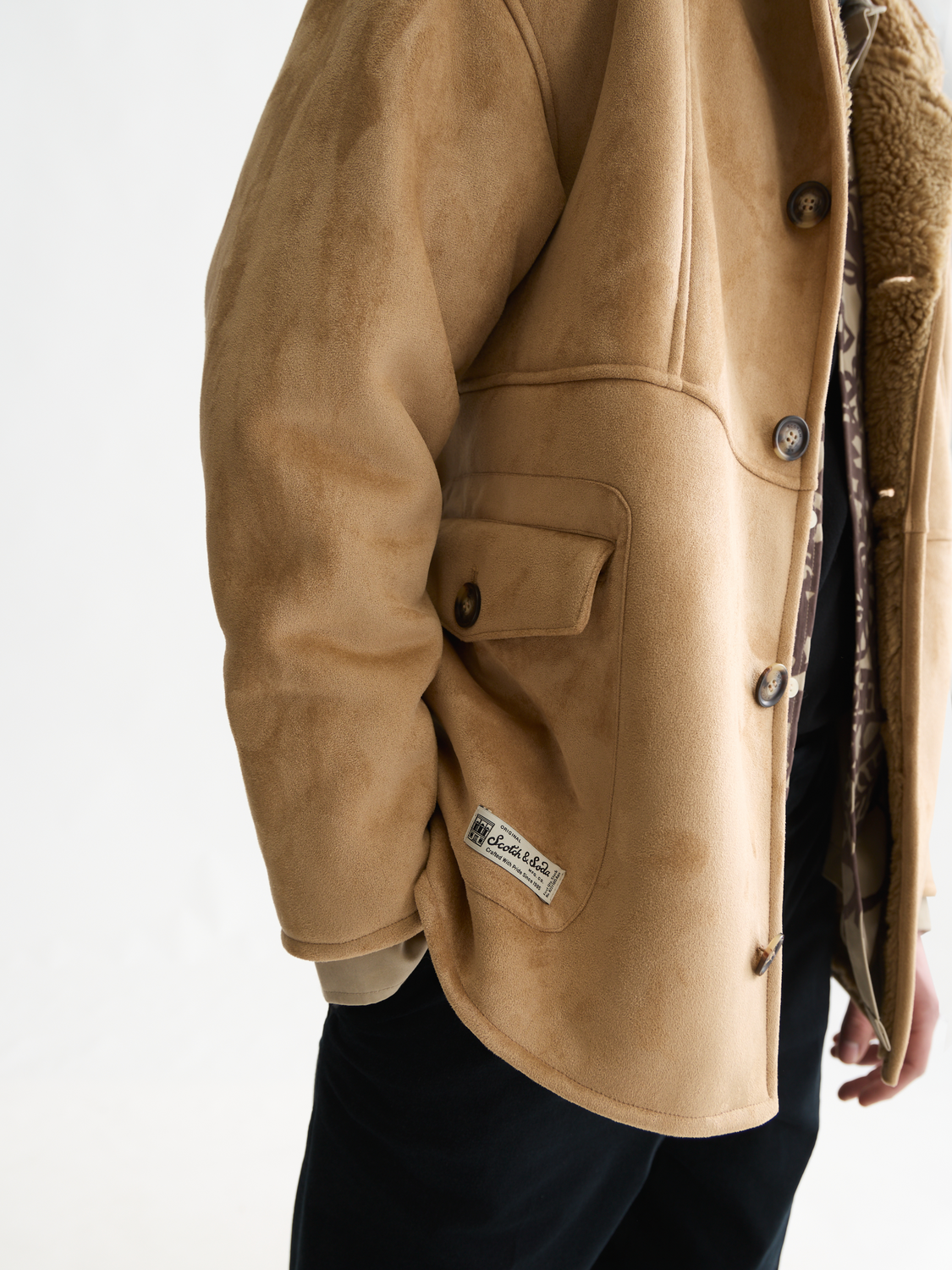 Faux Suede Shearling Jacket