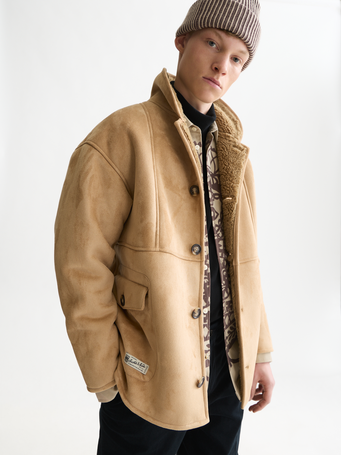 Faux Suede Shearling Jacket