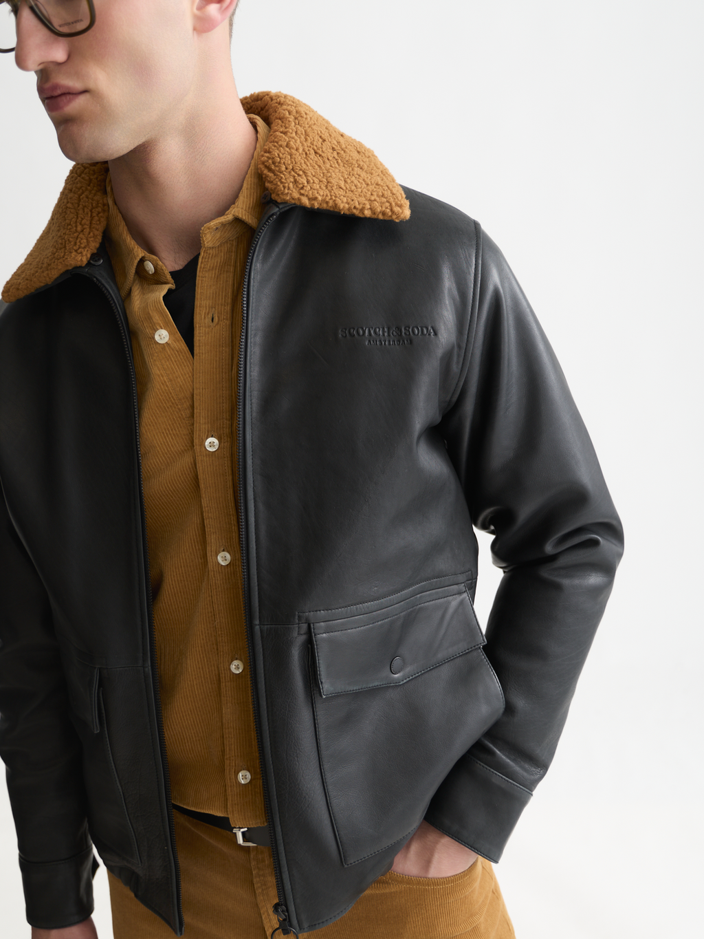 Leather Fleece-Lined Jacket