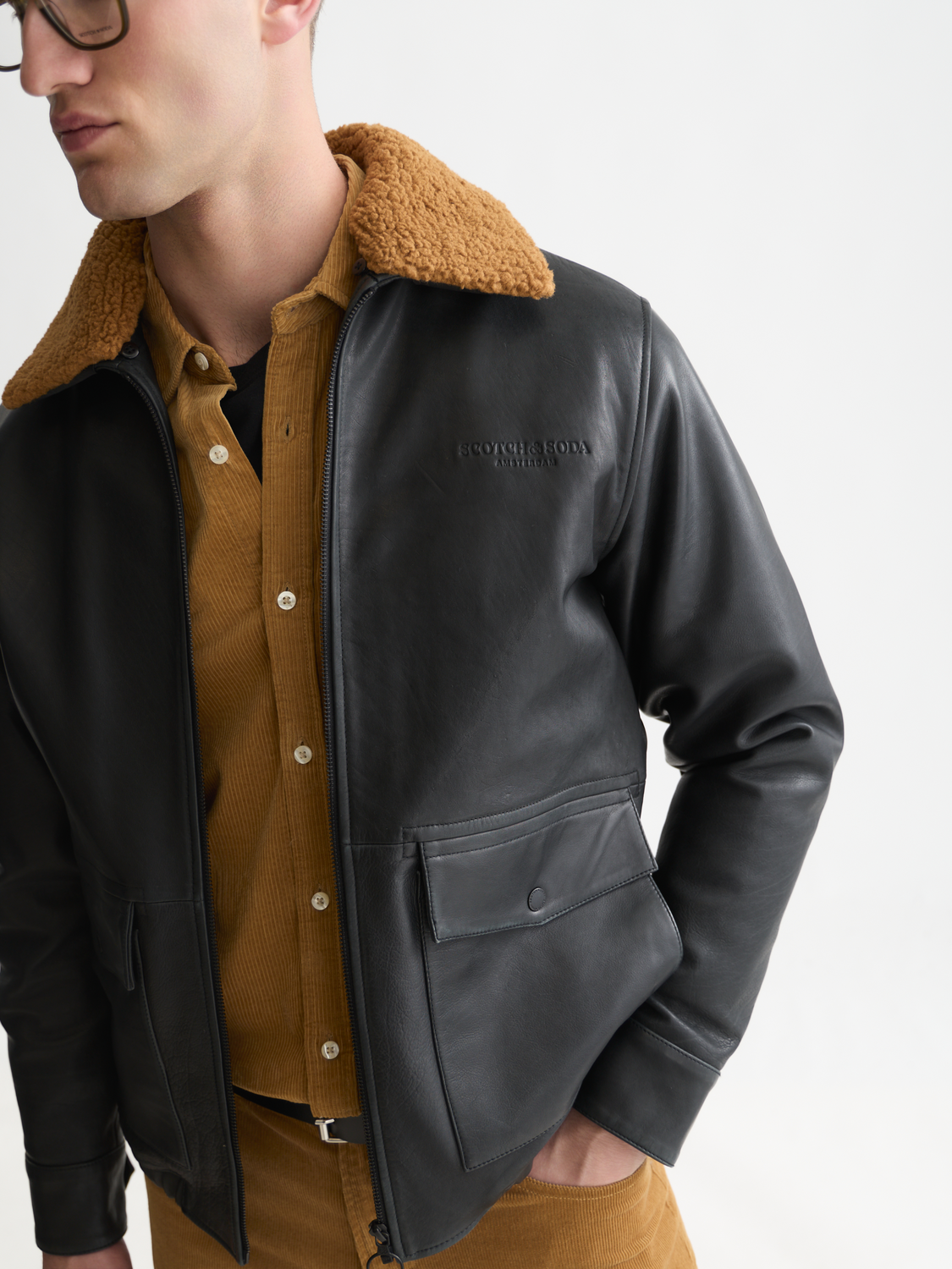 Leather Fleece-Lined Jacket