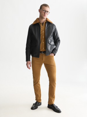 Leather Fleece-Lined Jacket