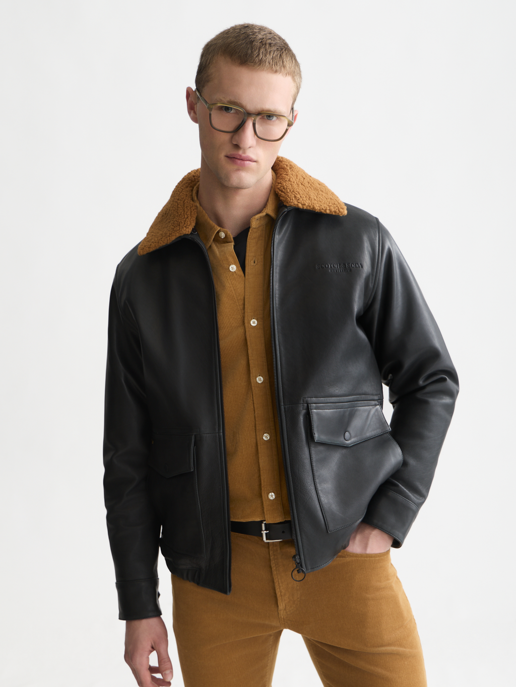 Leather Fleece-Lined Jacket