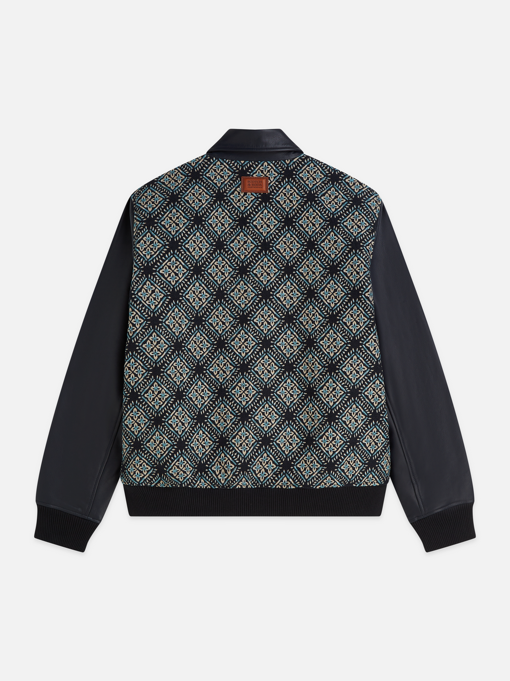 Jacquard Leather Varsity Jacket