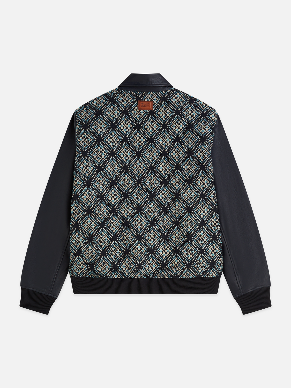 Jacquard Leather Varsity Jacket