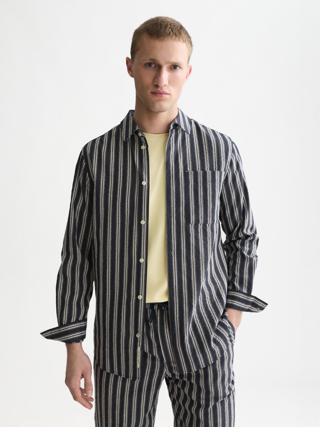 Textured Striped Regular-Fit Shirt