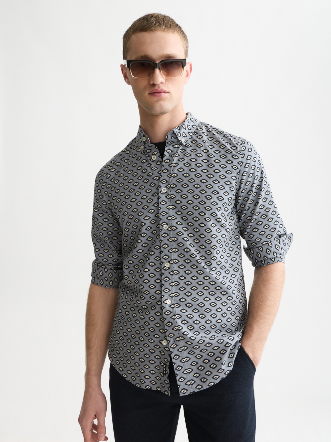 Micro Printed Slim-Fit Shirt