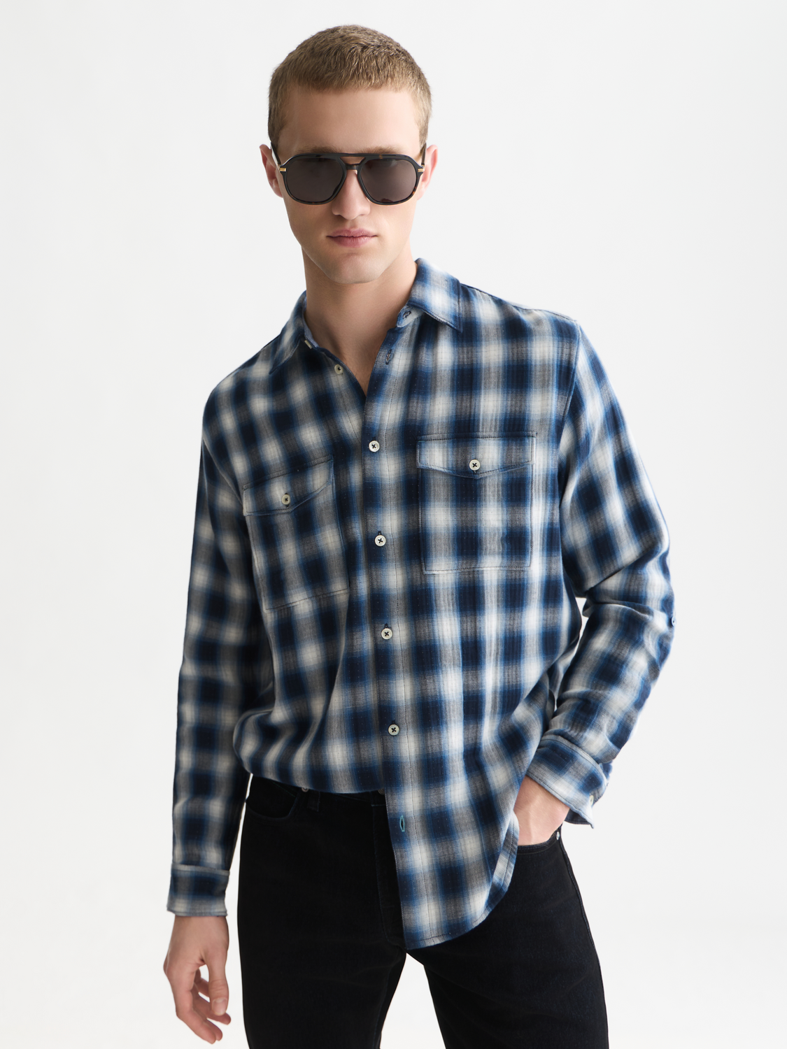 Double-Faced Check Relaxed-Fit Shirt