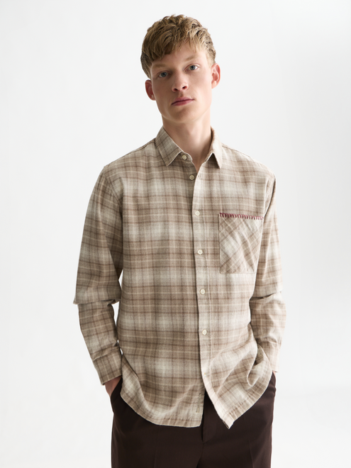Cotton Flannel Relaxed Check Shirt
