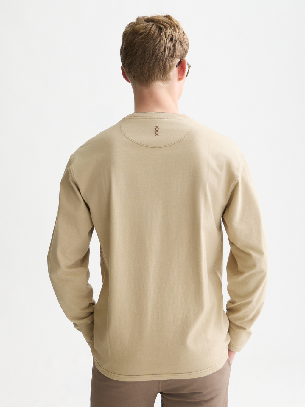 3 Crosses Relaxed-Fit Garment-Dyed Long Sleeved T-Shirt
