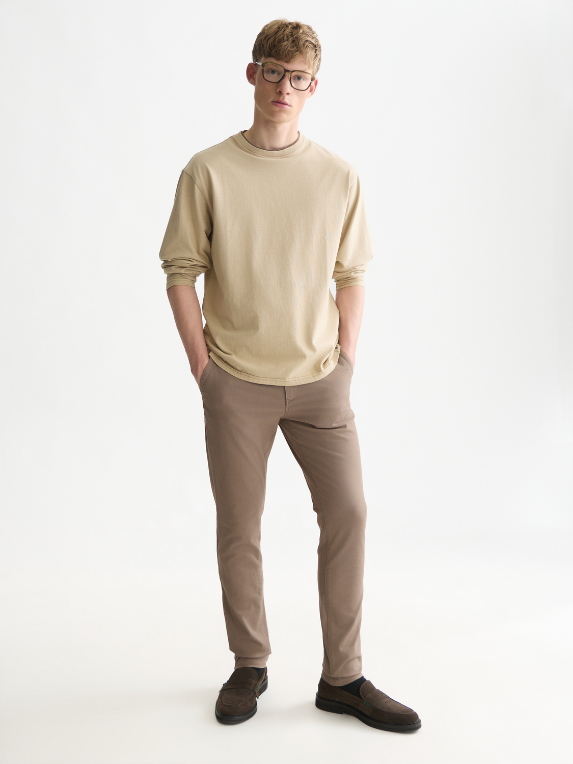 3 Crosses Relaxed-Fit Garment-Dyed Long Sleeved T-Shirt
