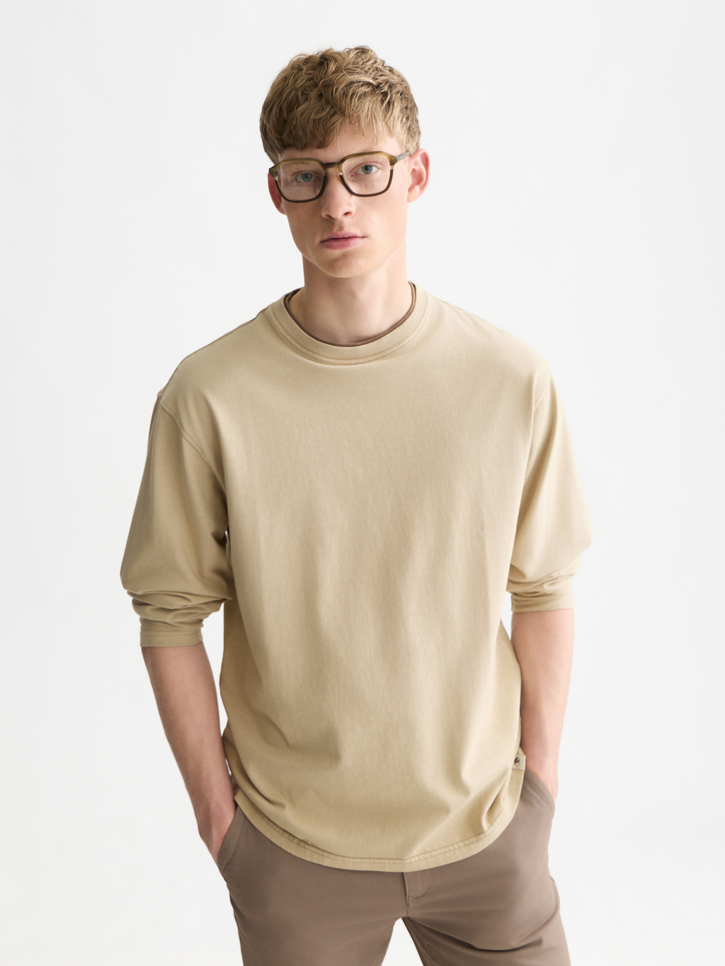 3 Crosses Relaxed-Fit Garment-Dyed Long Sleeved T-Shirt