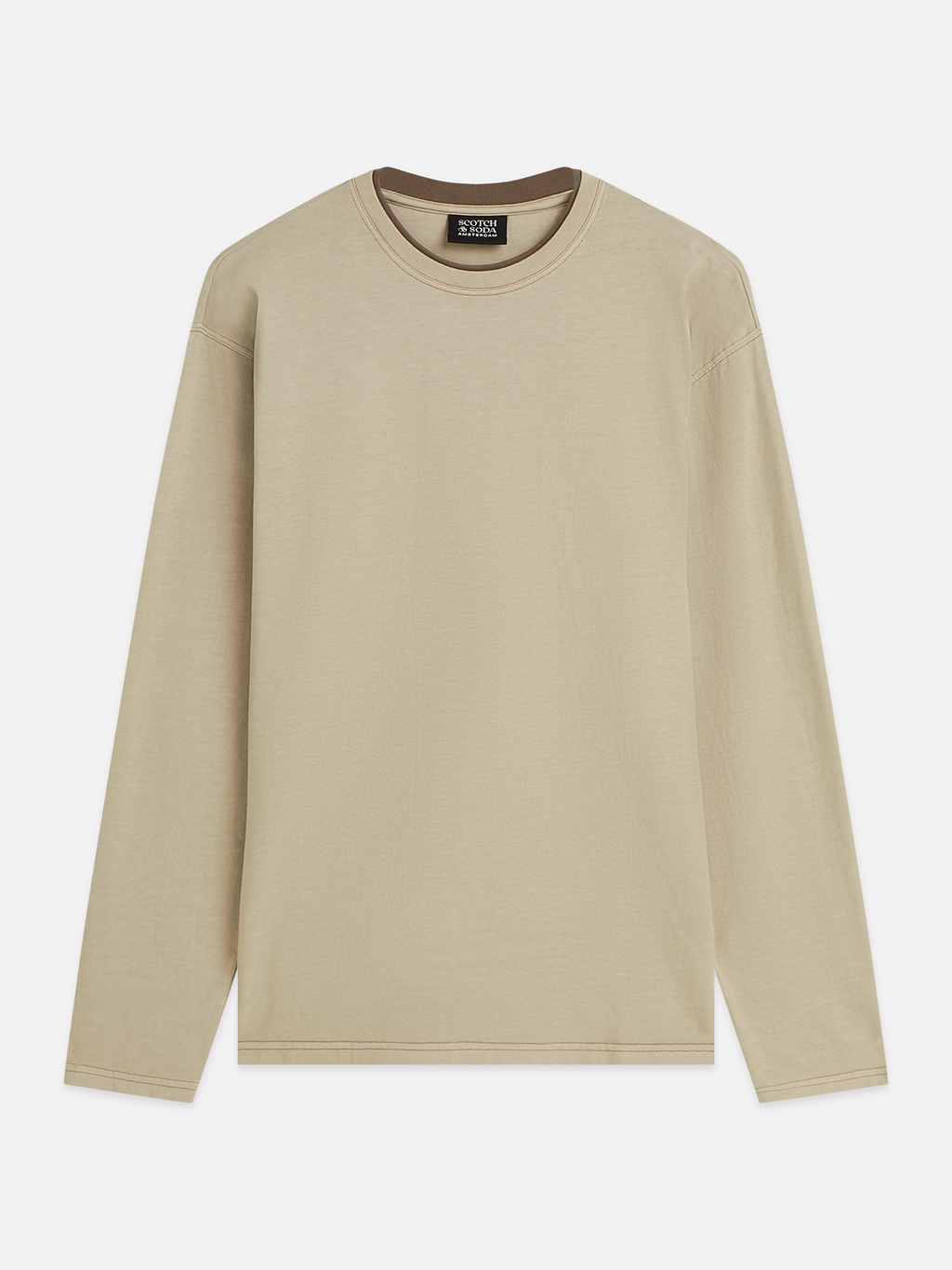 3 Crosses Relaxed-Fit Garment-Dyed Long Sleeved T-Shirt