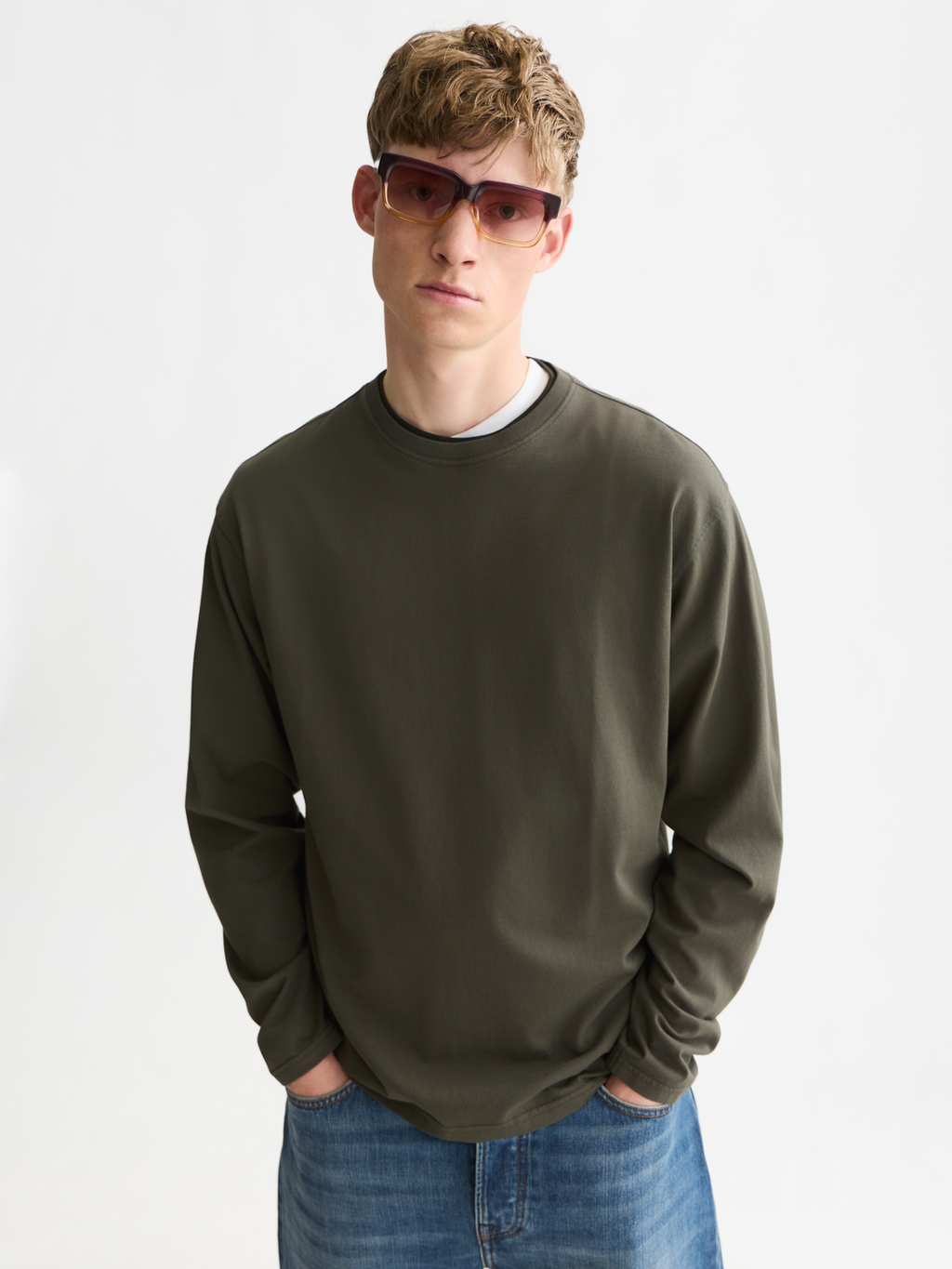 Three Crosses Garment-Dyed Cotton Relaxed T-shirt