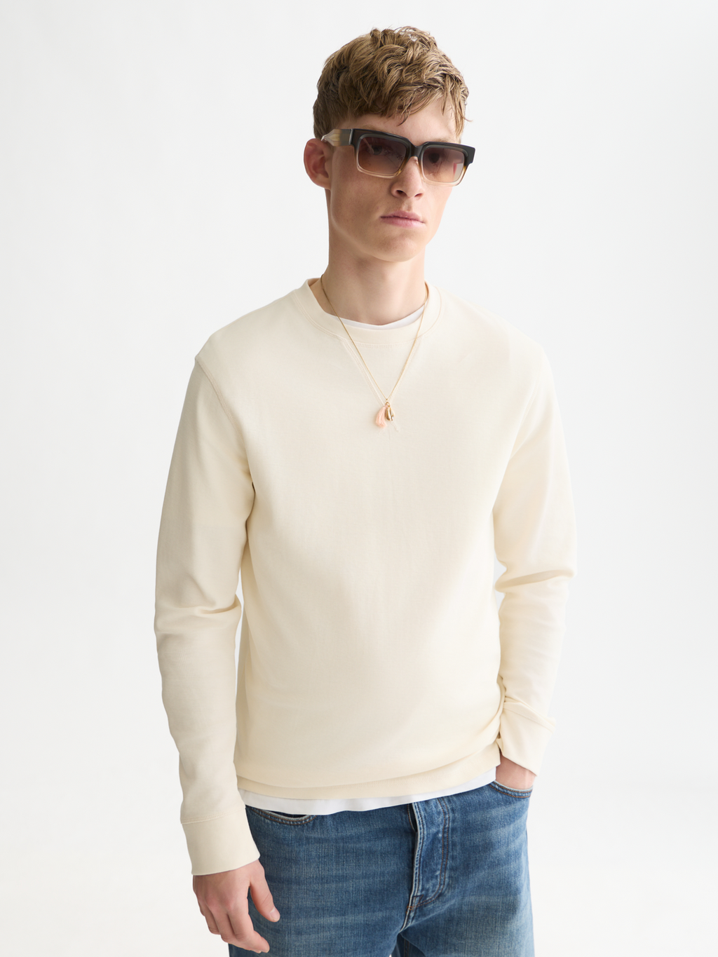 Waffle-Knit Cotton T-Shirt
