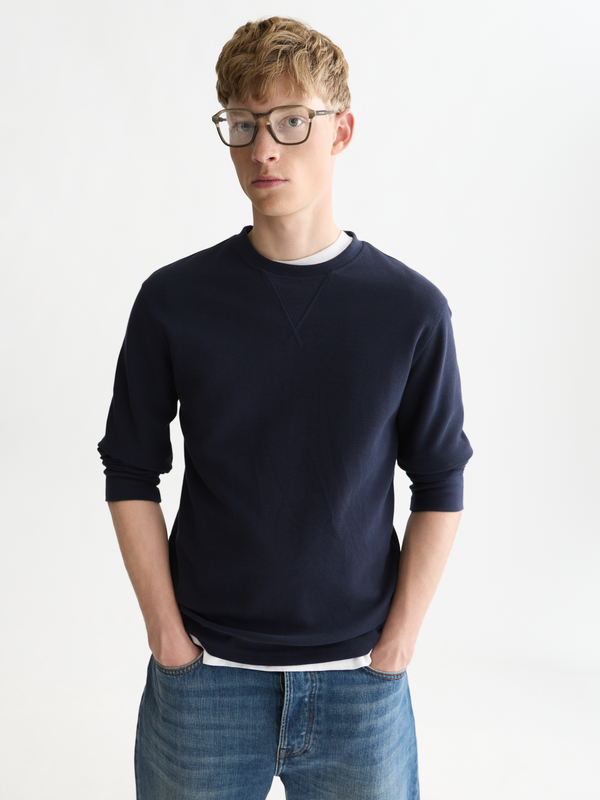 Waffle-Knit Cotton T-Shirt