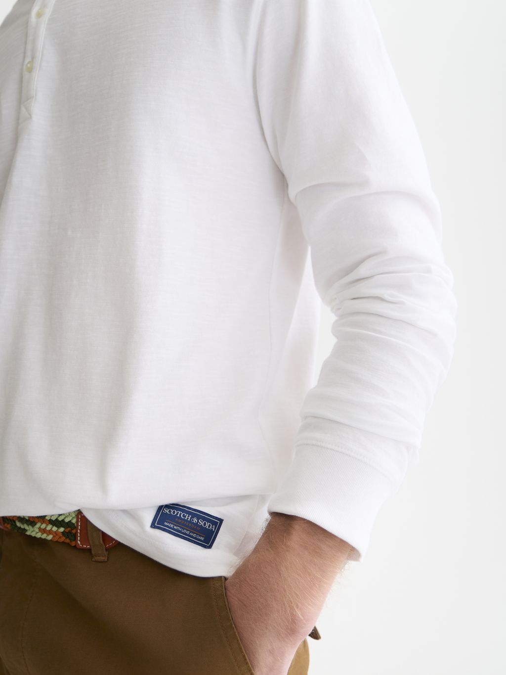 Henley Slub Regular-Fit Long Sleeved T-Shirt