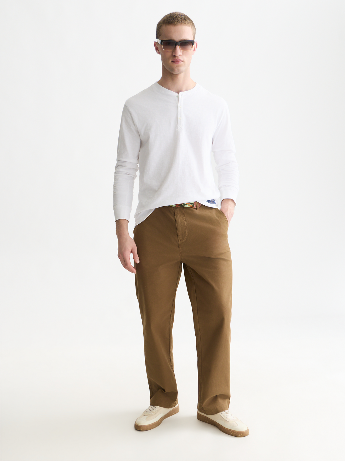 Henley Slub Regular-Fit Long Sleeved T-Shirt
