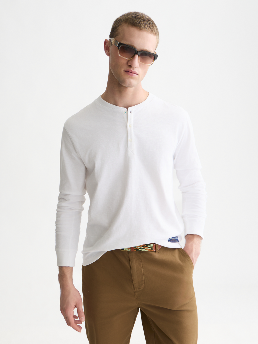 Henley Slub Regular-Fit Long Sleeved T-Shirt