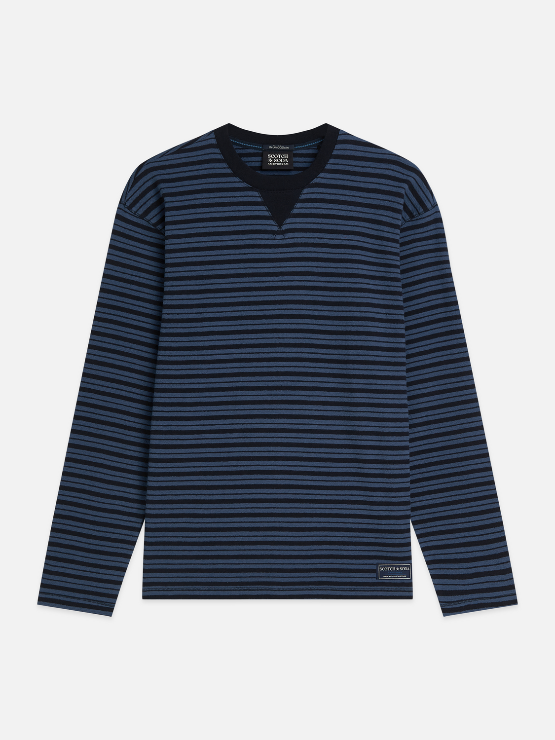 Textured Jacquard Striped Relaxed-Fit Long Sleeved T-Shirt