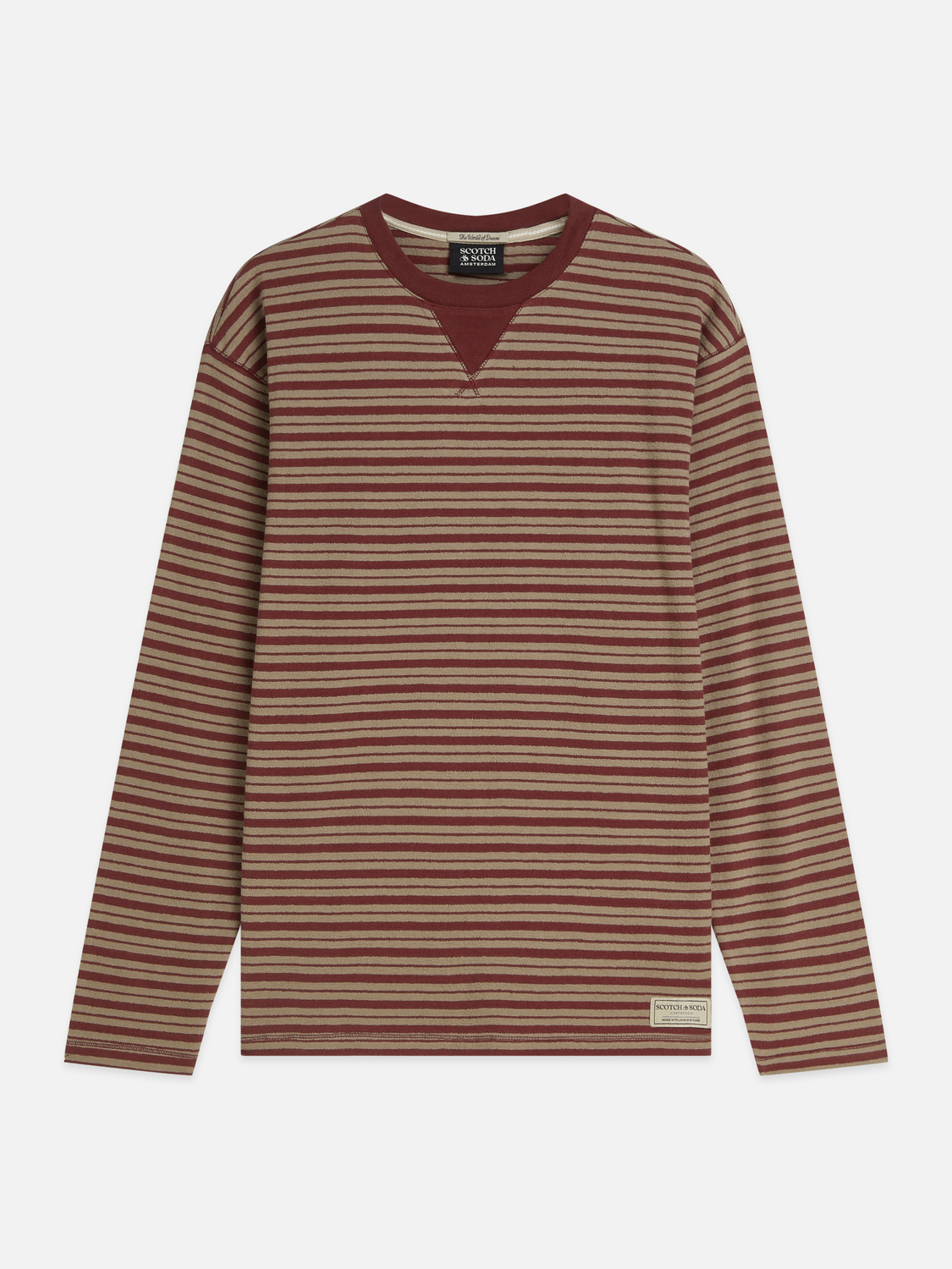 Textured Jacquard Striped Relaxed-Fit Long Sleeved T-Shirt