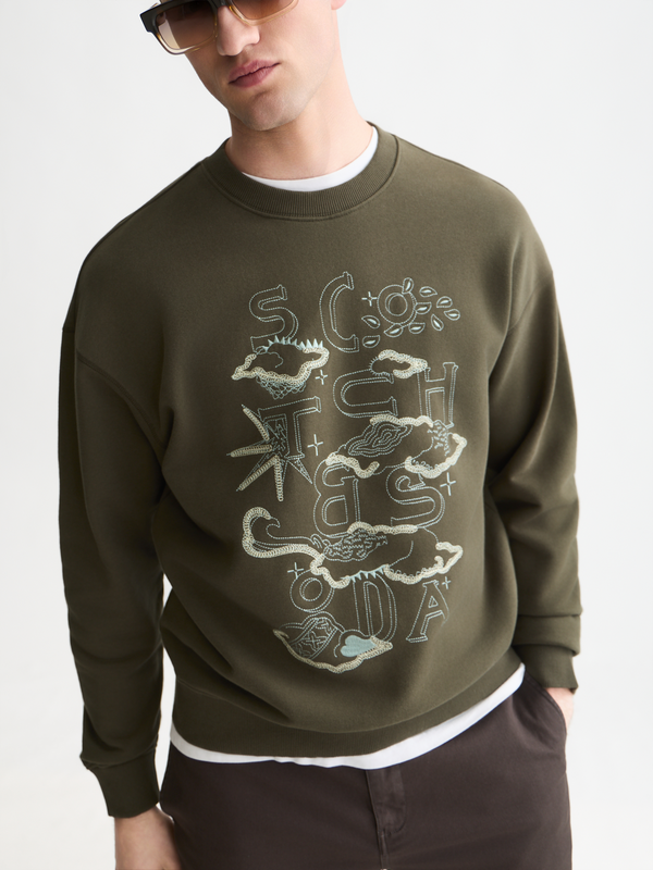 Sweat-shirt coupe décontractée avec broderie sur le devant