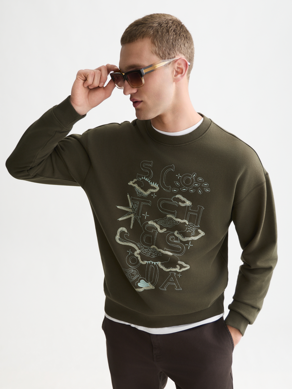 Sweat-shirt coupe décontractée avec broderie sur le devant