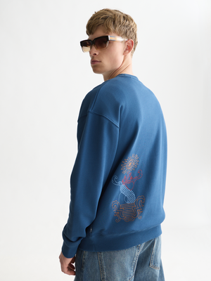 Sweatshirt mit besticktem Kunstwerk und lockerer Passform