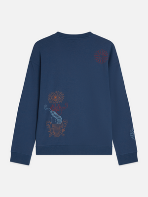 Sweatshirt mit besticktem Kunstwerk und lockerer Passform