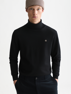 Embroidered Logo Turtleneck Knit Pullover
