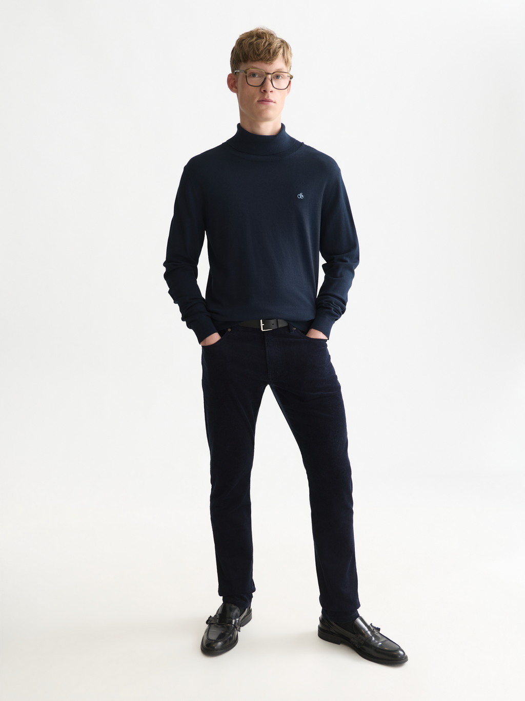 Embroidered Logo Turtleneck Knit Pullover