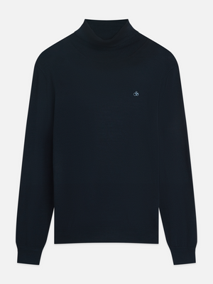 Embroidered Logo Turtleneck Knit Pullover
