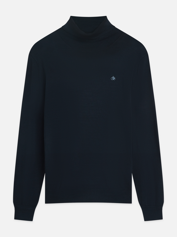 Embroidered Logo Turtleneck Knit Pullover