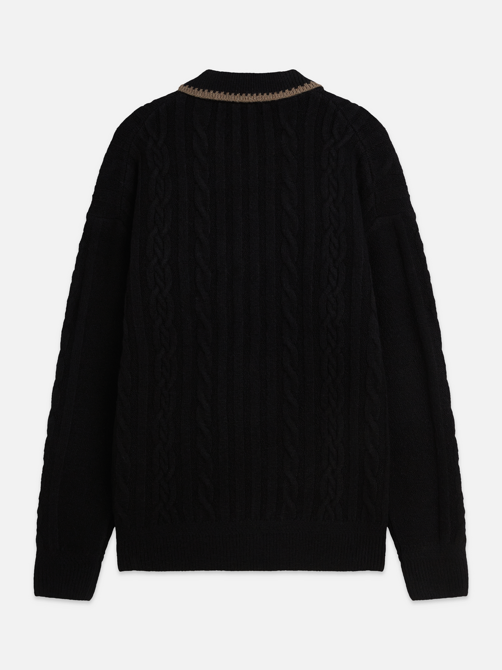 Soft Cable-Knit Wool-Blend Polo Pullover